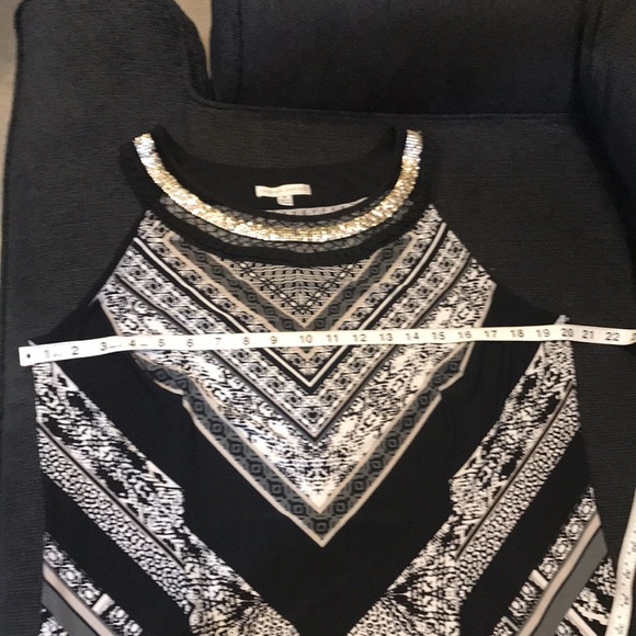 Sandra Darren Black/Gray Chevron Design Sequin Mesh Neckline Maxi Dress-16 - Picture 9 of 12